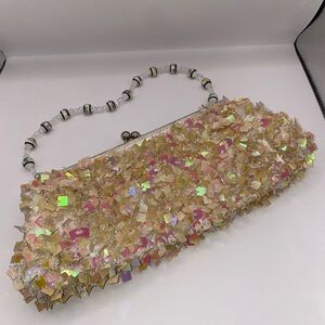 Elegant Vintage Beaded Clutch with Iridescent Accents